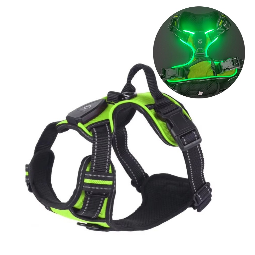 Tech Dog Accessories - Wytrzymała, świecąca uprząż LED dla psa,